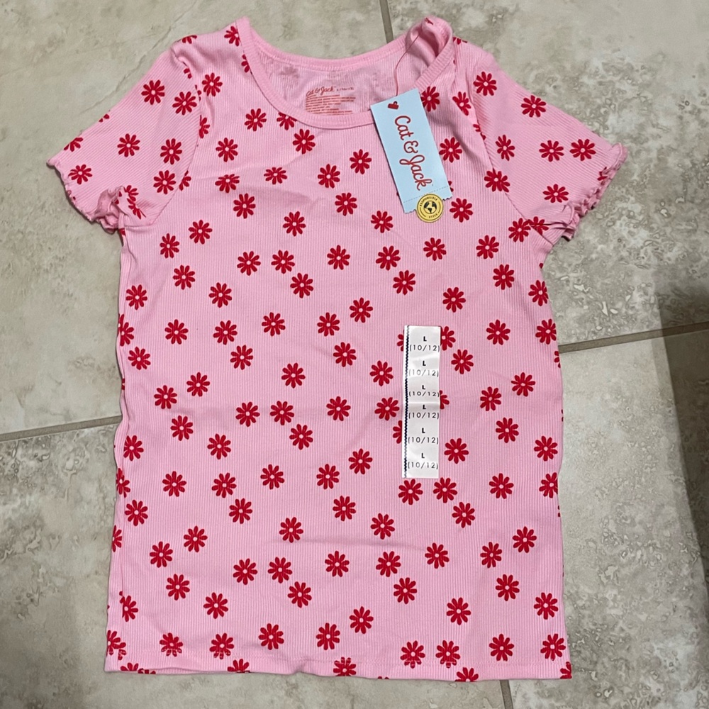 Cat & Jack Pink and Red Short Sleeve Tee